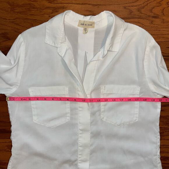 Anthropologie Cloth & Stone White Split Hem Tencel Lindsay Button Up Shirt Small - Picture 10 of 14